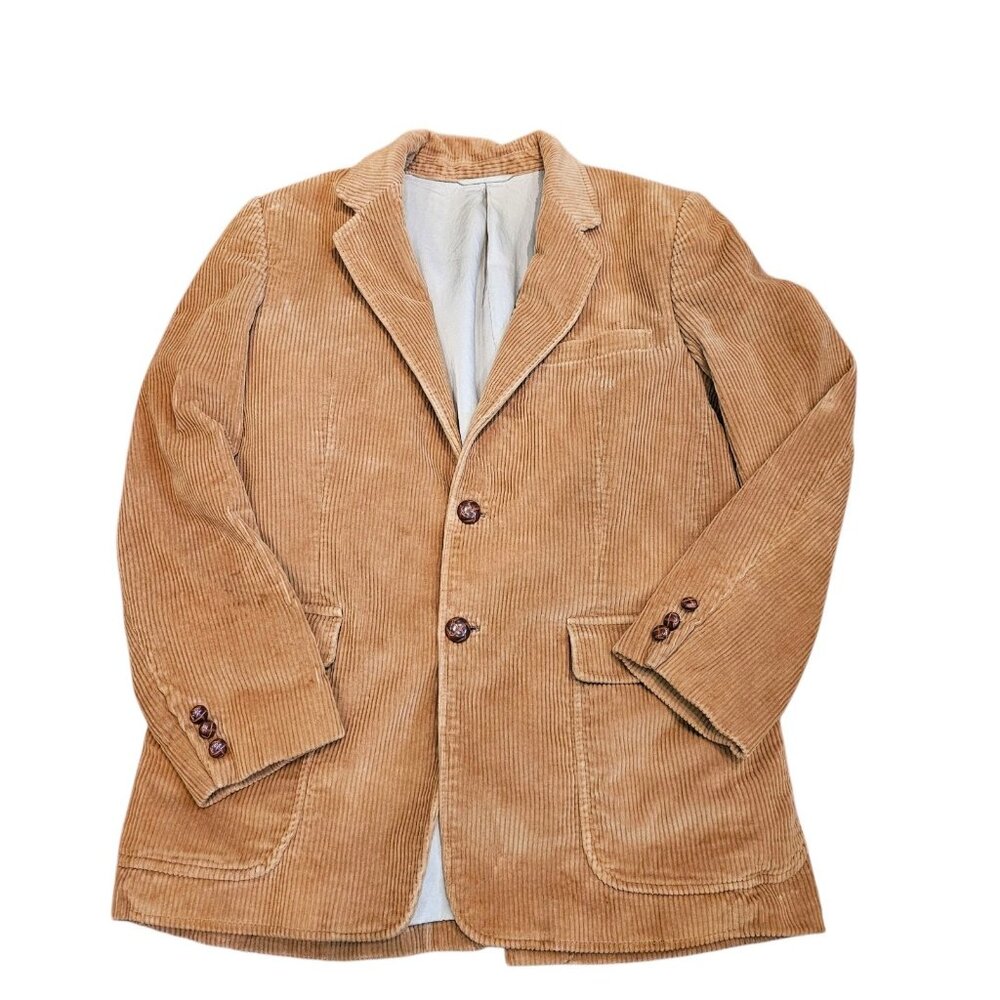 VTG Corduroy Sport Coat Jacket Tan Beige Light Brown Sz 38 Cotton Liner Damaged